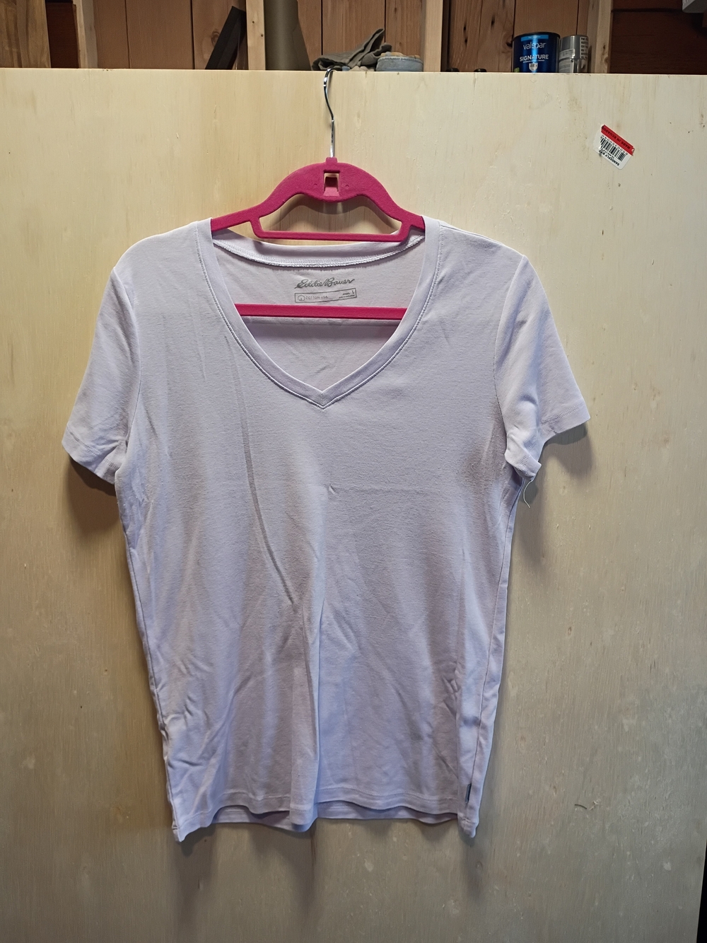 Eddie Bauer Women's Light Lavender V-Neck Short Sleeve Tee
